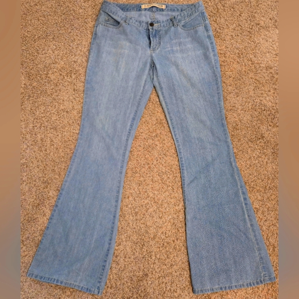 Express Blue Flare Wide Leg Jeans